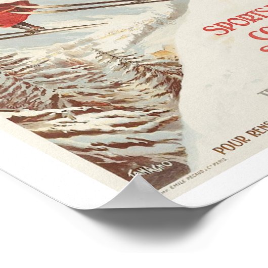 Chamonix Frankreich Ski Poster (Ecke)