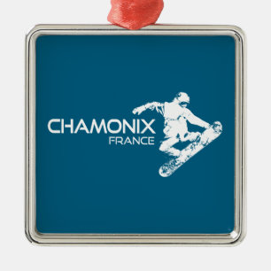 Chamonix Frankreich Snowboarder Ornament Aus Metall
