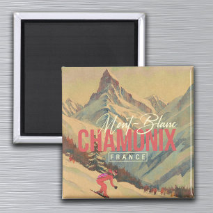 Chamonix Frankreich Vintage Mont Blanc Skifahren 1 Magnet