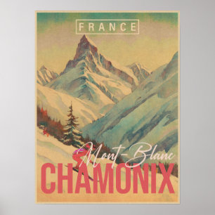 Chamonix Frankreich Vintage Mont Blanc Skifahren 1 Poster