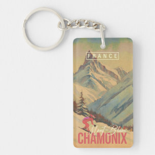 Chamonix Frankreich Vintage Mont Blanc Skifahren 1 Schlüsselanhänger