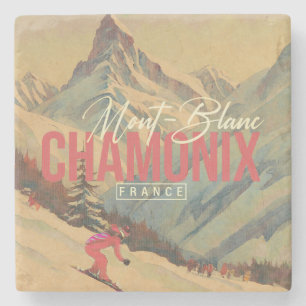 Chamonix Frankreich Vintage Mont Blanc Skifahren 1 Steinuntersetzer
