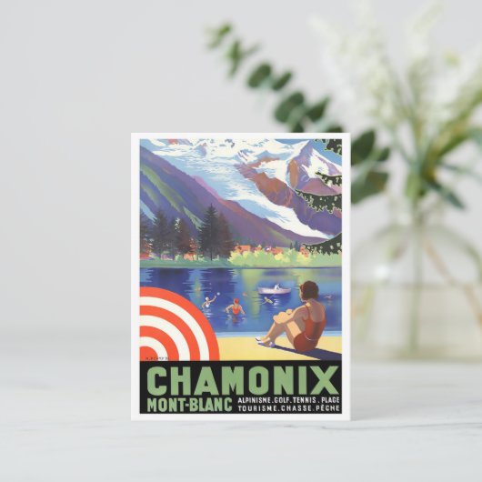 Chamonix Frankreich Vintage Reise Postkarte (Stehend Vorderseite)