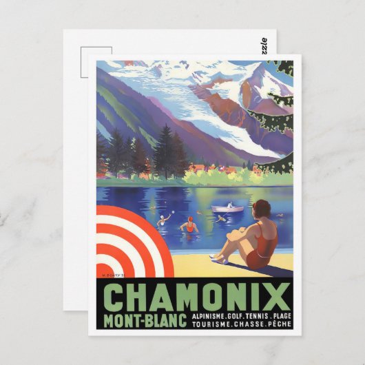 Chamonix Frankreich Vintage Reise Postkarte (Vorne/Hinten)
