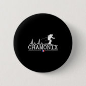Chamonix Heartbeat Ski Resort Alpine Ski Button (Vorderseite)