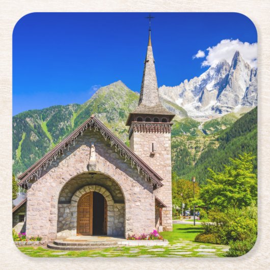 Chamonix-Kirche Rechteckiger Pappuntersetzer (Vorderseite)