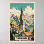 Chamonix, Mont Blan, Vintager Ski Poster (Vorne)
