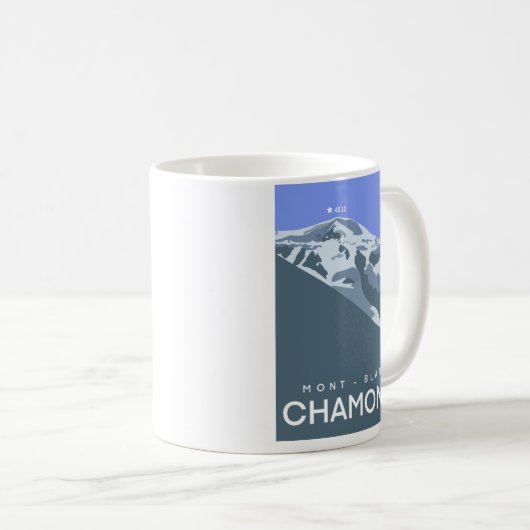 Chamonix, Mont-Blanc, digital gezeichnet, Souvenir Kaffeetasse (VorderseiteRechts)
