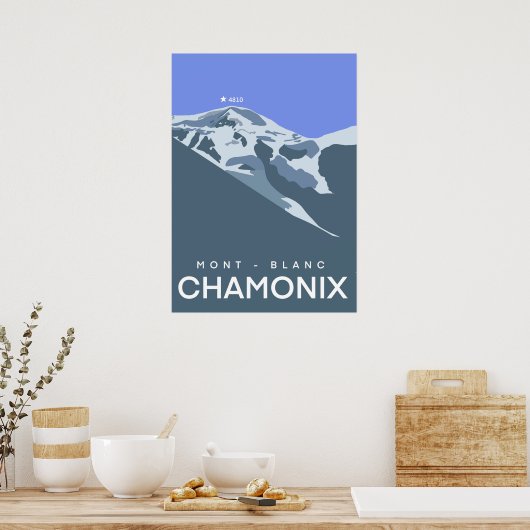 Chamonix, Mont-Blanc, digital gezeichnet, Souvenir Poster (Küche)