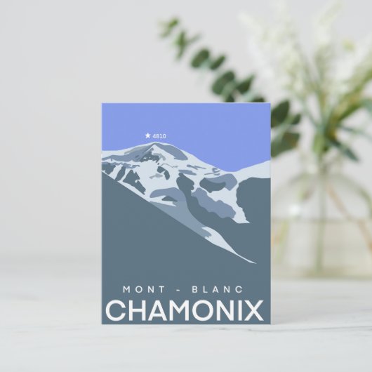 Chamonix, Mont-Blanc, digital gezeichnet, Souvenir Postkarte (Stehend Vorderseite)
