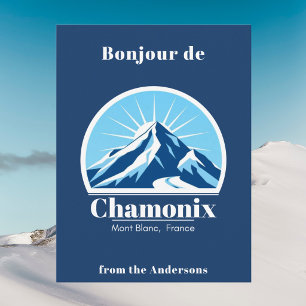 Chamonix Mont Blanc Frankreich blaue Postkarte