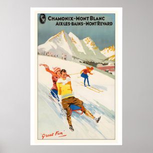 Chamonix, Mont Blanc Frankreich Großer Spaß Vintag Poster