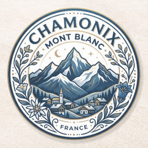 Chamonix-Mont-Blanc Frankreich Runder Pappuntersetzer