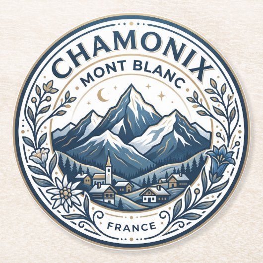 Chamonix-Mont-Blanc Frankreich Runder Pappuntersetzer (Vorderseite)