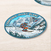Chamonix Mont Blanc Frankreich Runder Pappuntersetzer (Angewinkelt)