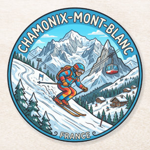 Chamonix Mont Blanc Frankreich Runder Pappuntersetzer