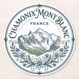 Chamonix-Mont-Blanc Frankreich Runder Pappuntersetzer