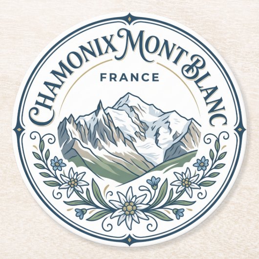Chamonix-Mont-Blanc Frankreich Runder Pappuntersetzer (Vorderseite)