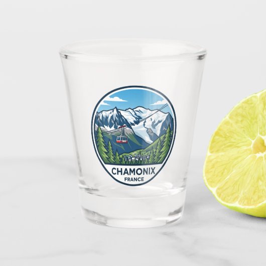 Chamonix Mont-Blanc Frankreich Schnapsglas (Vorderseite)