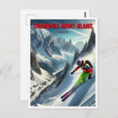 Chamonix Mont Blanc Frankreich Skifahren Postkarte (Vorne/Hinten)