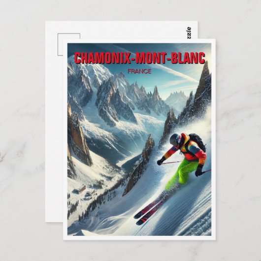 Chamonix Mont Blanc Frankreich Skifahren Postkarte (Vorne/Hinten)
