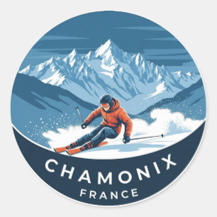 Chamonix Mont Blanc Frankreich Skifahren Runder Aufkleber
