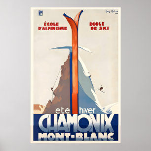 Chamonix Mont Blanc Frankreich Vintage Reiseposter Poster