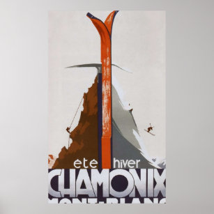 Chamonix Mont Blanc Frankreich Vintager Ski Poster