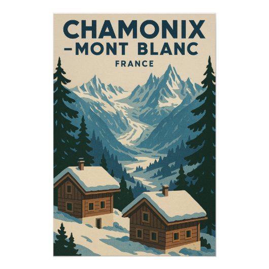 CHAMONIX — MONT BLANC Reise Poster (Vorderseite)