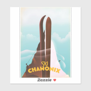 Chamonix-Mont-Blanc-Ski-Plakat Aufkleber