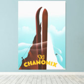 Chamonix-Mont-Blanc-Ski-Poster Leinwanddruck (Insitu (Holzboden))