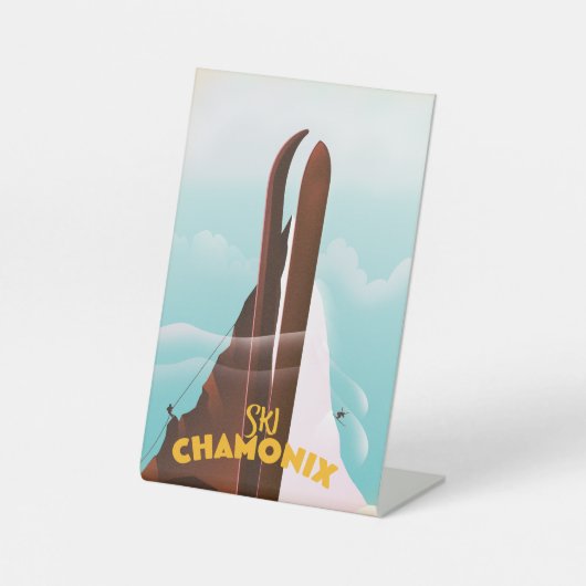 Chamonix-Mont-Blanc-Ski-Poster Sockelschild (Vorderseite)