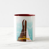 Chamonix-Mont-Blanc-Ski-Poster Zweifarbige Tasse (Mittel)