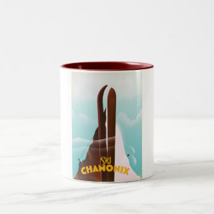 Chamonix-Mont-Blanc-Ski-Poster Zweifarbige Tasse