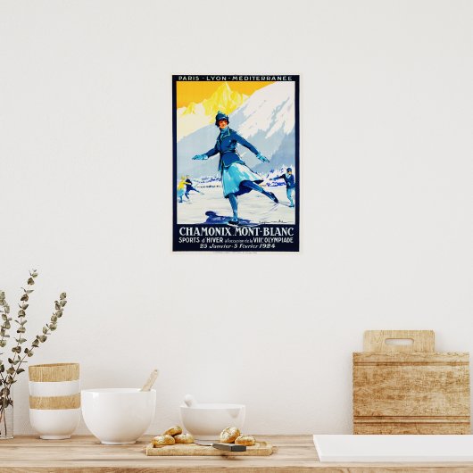 CHAMONIX Mont Blanc Sports D'Hiver Schweiz Poster (Küche)