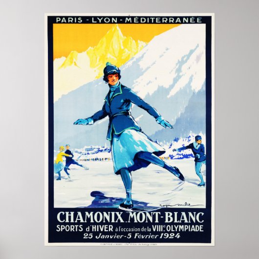 CHAMONIX Mont Blanc Sports D'Hiver Schweiz Poster (Vorne)