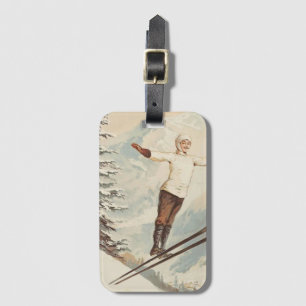 Chamonix Mont Blanc Vintage Französischer Ski Gepäckanhänger