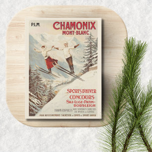 Chamonix Mont Blanc Vintage Französischer Skisport Postkarte