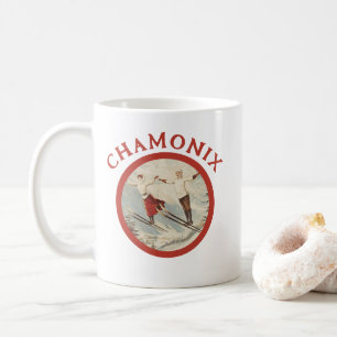 Chamonix Mont Blanc Vintage französisches Skiposte Kaffeetasse