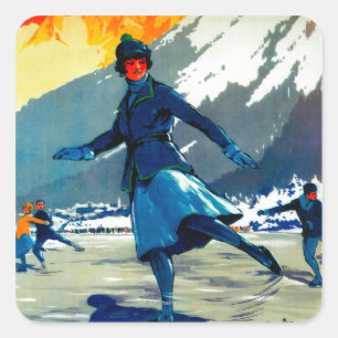 Chamonix-Mont Blanc Vintage PosterEuropa Quadratischer Aufkleber