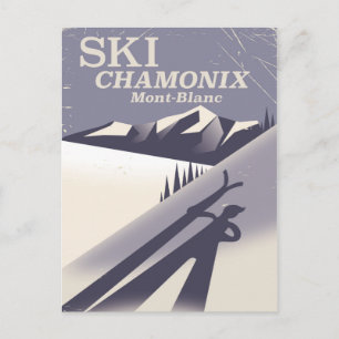 Chamonix-Mont-Blanc Vintage-Ski-Plakat Postkarte