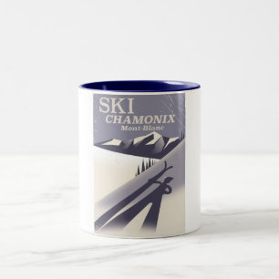 Chamonix-Mont-Blanc Vintage-Ski-Plakat Zweifarbige Tasse