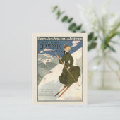 Chamonix Mont Blanc Vintager französischer Skifahr Postkarte (Stehend Vorderseite)