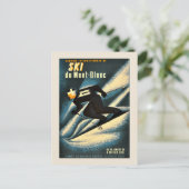 Chamonix Mont Blanc Vintager französischer Skifahr Postkarte (Stehend Vorderseite)