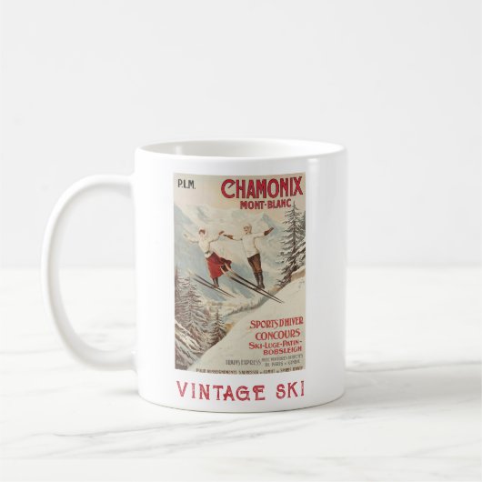 Chamonix Mont Blanc Vintages französisches Skipost Kaffeetasse (Links)
