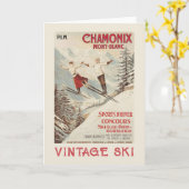 Chamonix Mont Blanc Vintages französisches Skipost Karte (Gelbe Blume)