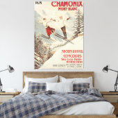 Chamonix Mont Blanc Vintages französisches Skipost Leinwanddruck (Insitu (Schlafzimmer))