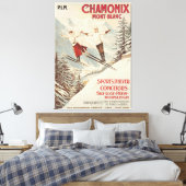 Chamonix Mont Blanc Vintages französisches Skipost Leinwanddruck (Insitu (Schlafzimmer))