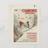 Chamonix Mont Blanc Vintages französisches Skipost Postkarte (Vorne/Hinten)