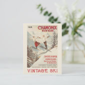 Chamonix Mont Blanc Vintages französisches Skipost Postkarte (Stehend Vorderseite)